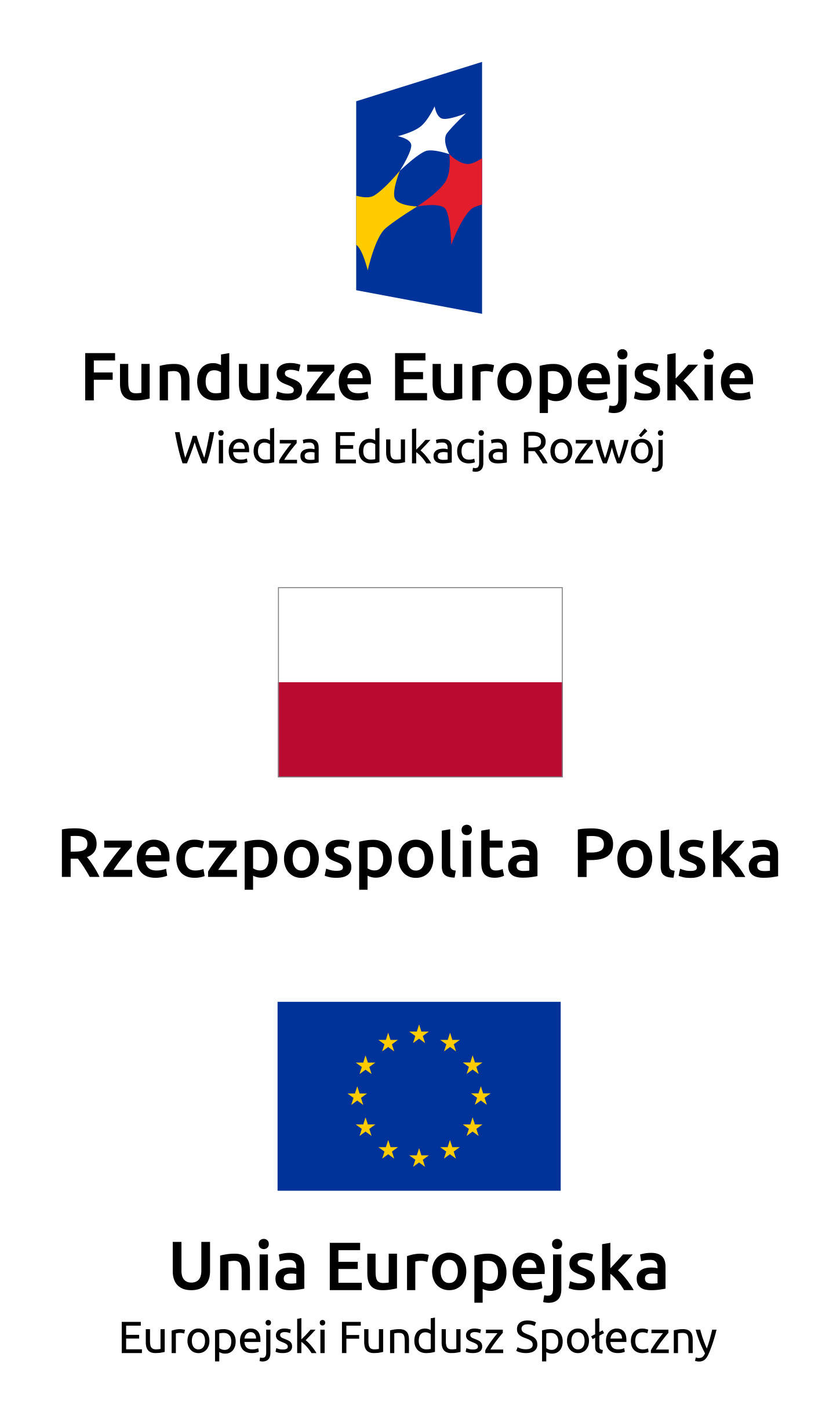Logotypy Funduszy Europejskich, Rzeczpospolitej Polskiej, Unii Europejskiej